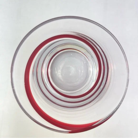 Pier 1 Retired Red Swirl Hand Blown 12 Oz Tumblers Set of 6 - Picture 5 of 8